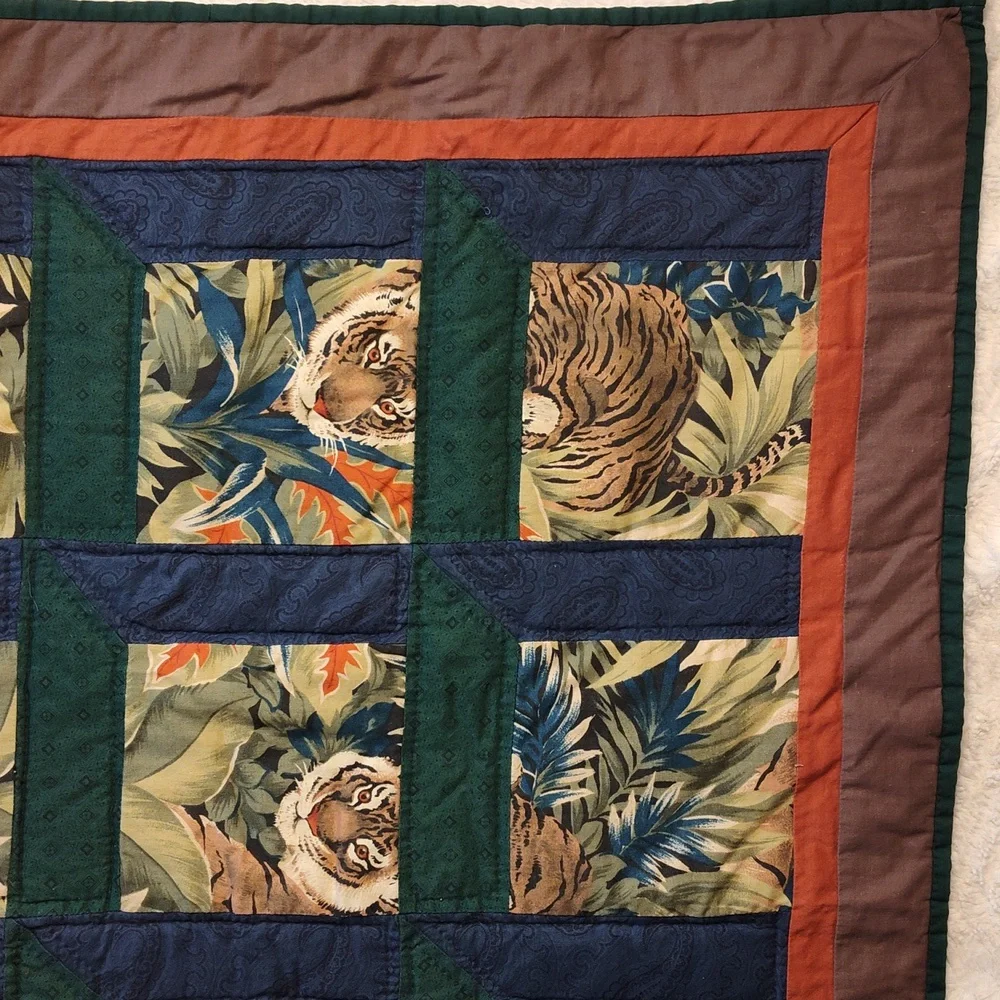 Beautiful Tiger Handmade Small Quilt With Tigers